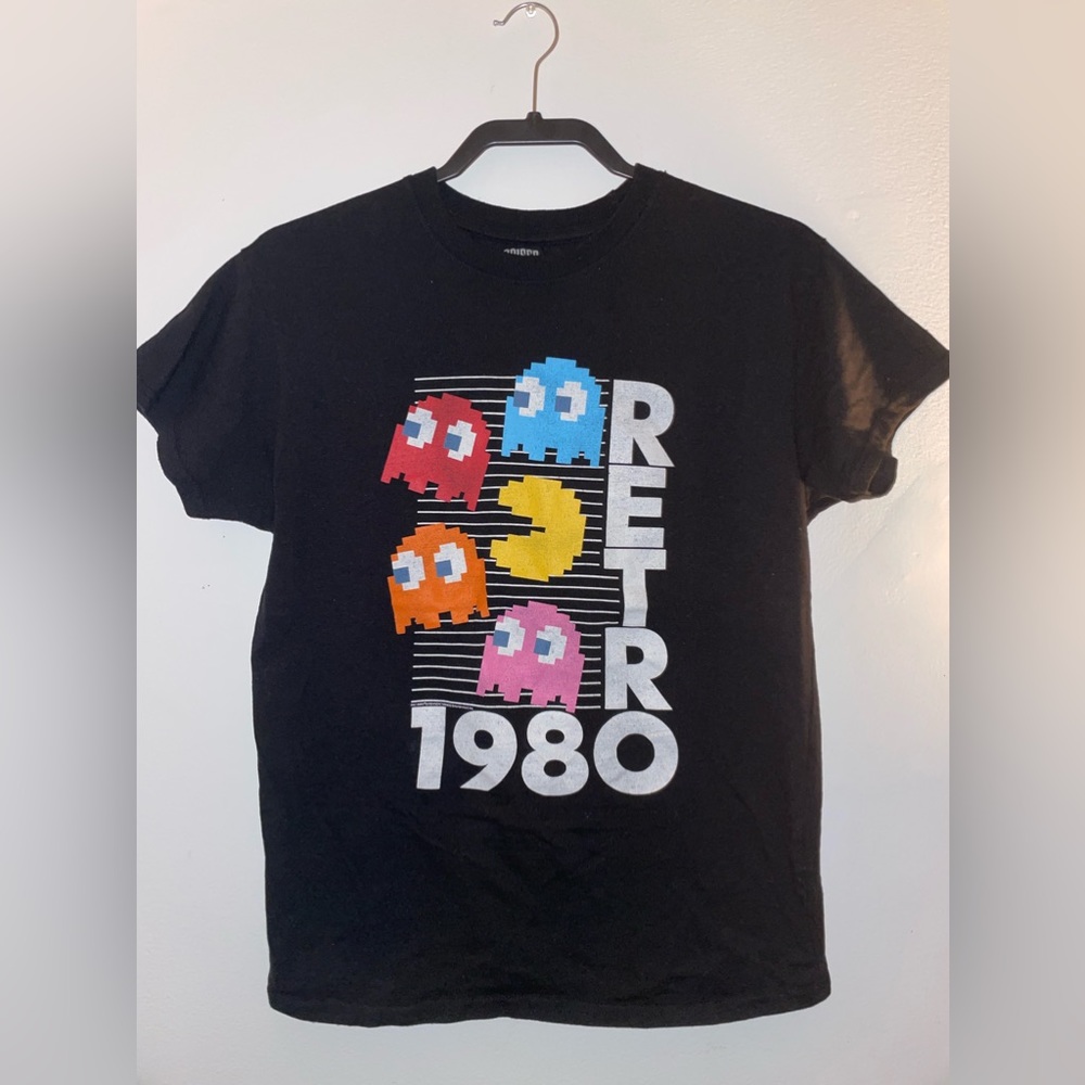 Pacman Retro Graphic Tee-shirt Shirt Black Girls Size Medium